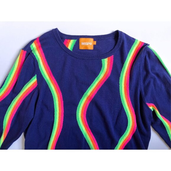 Wispr by Brodie Neon Wave Knit Sweater Size Large - Picture 3 of 5